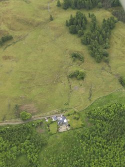 Oblique aerial view of the remains of Upper Farrochil disused quarry, taken from the N.