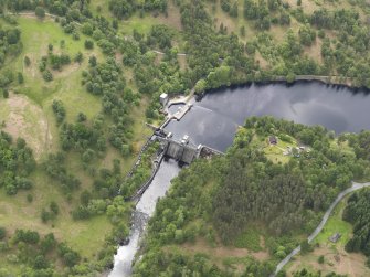 Oblique aerial view of Clunie Dam, taken from the NNW.