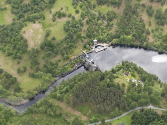 Oblique aerial view of Clunie Dam, taken from the NW.