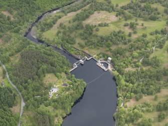 Oblique aerial view of Clunie Dam, taken from the WSW.