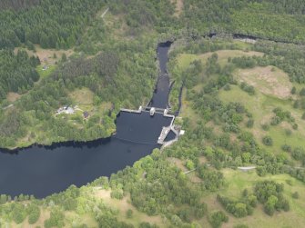 Oblique aerial view of Clunie Dam, taken from the S.