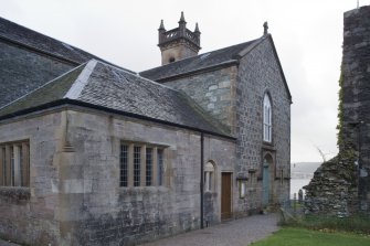 View of West elevation of Church of St Munn's from North-West.
