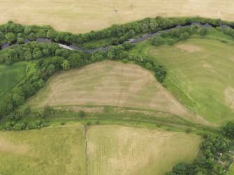 Oblique aerial view of the grassmarks of the Roman Fortlet at Kirkland, taken from the S.