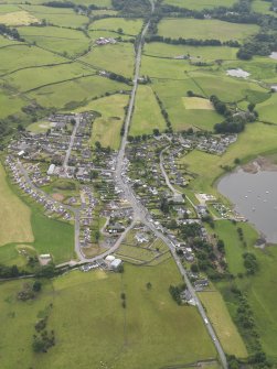 General oblique aerial view of Crossmichael Village, taken from the NNW.