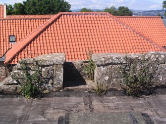 BALMERINO Abbey, view of window seating from S, in N wall of first floor of E range, Commendator's House phase.