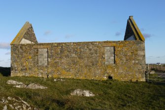 View of the Western gable of Cornaig Congregational Church, Tiree, taken from the West.