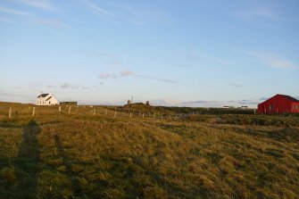 General view of the thatched cottage at Kilkenneth, Tiree, taken on approach from the South.