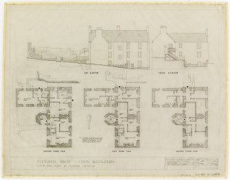 Digital copy of Perspective views, plans, sections and elevations as existing and showing conversion to flats, including survey details.