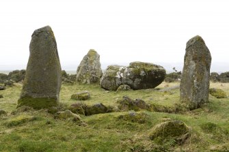 Recumbent, flanker and ring stones, view from NW