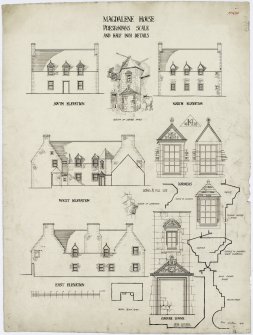 Elevations, details and plan.
Titled: 'Magdalene House, Prestonpans. Scale and Half Inch details'.