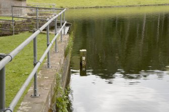 Detail of Depth marker Glencorse dam, from NNE.