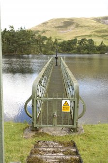 Detail of pump station and access bridge Glencorse dam, from S.