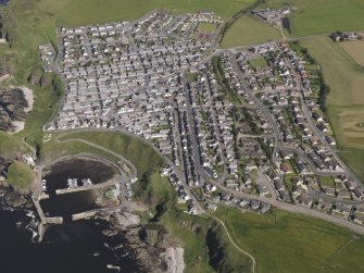 Oblique aerial view of Portknockie, looking to the ESE.