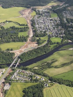 Oblique aerial view of the Fochabers by-pass under constrcution, looking to the SE.