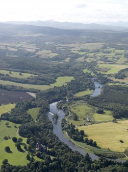 General oblique aerial view of Beaufort Castle and grounds with the River Beauly byond, looking to the W.