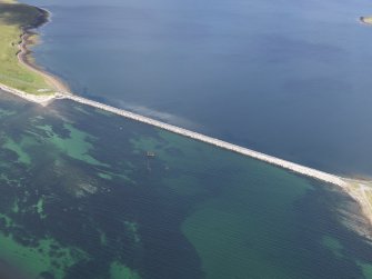 Oblique aerial view of Churchill Barrier No. 2, taken from the ESE.