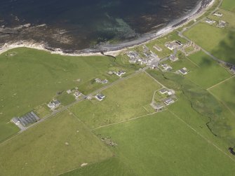 Oblique aerial view of Birsay village, taken from the SE.