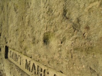 View (centre of image) of one of the possibly 'ringed' cupmarks on the S face of the stone.