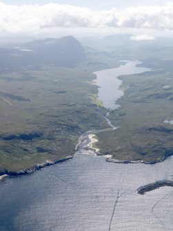 General oblique aerial view of Loch Hope and Ben Hope, taken from the N.