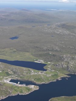 General oblique aerial view of Kinlochbervie harbour, taken from the SW.