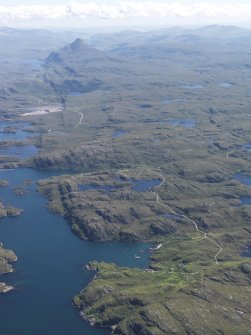 General oblique aerial view of Loch Laxford with Ben Stack beyond, taken from the WNW.