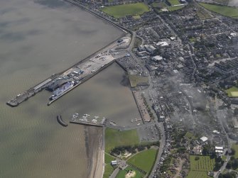 Oblique aerial view of Stranraer harbour, looking E.