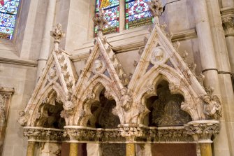 Interior, St Paul's Episcopal Cathedral, Dundee. Chancel. Sedilia. Detail