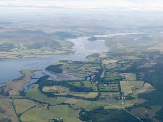 General oblique aerial view of the Dornoch Firth with Skibo Castle in the middle distance, looking W.