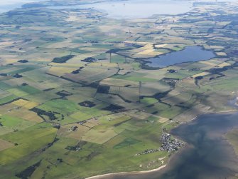 General oblique aerial view of Inver Bay with Loch Eye in the distance, looking SW.