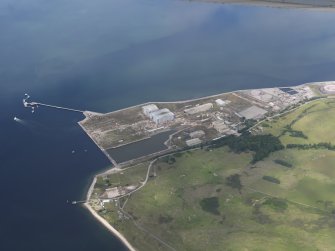 Oblique aerial view of Nigg Fabrication Yard, looking NW.