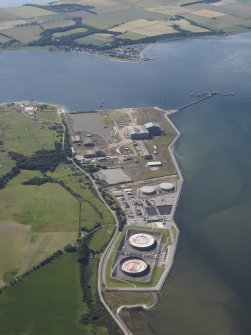 Oblique aerial view of Nigg Fabrication Yard with Cromarty beyond, looking S.
