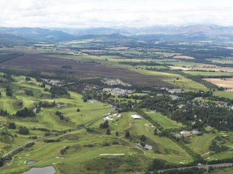 General oblique aerial view of the golf courses at Gleneagles, looking to the NW.