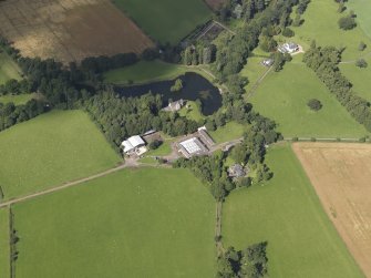 Oblique aerial view of Ecclesmagirdle and Glenearn country houses, looking to the N.