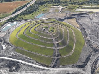 Oblique aerial view of Fife Earth Project at St Ninian's Open Cast Site, taken from the W.