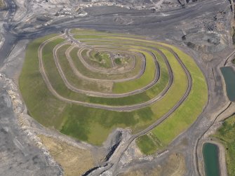 Oblique aerial view of Fife Earth Project at St Ninian's Open Cast Site, taken from the S.