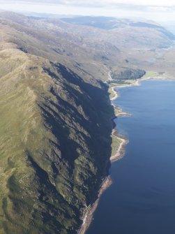 General oblique aerial view looking along the NW shore of Loch Linnhe towards Kilmalieu, looking NNE.