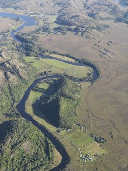 Oblique aerial view of The Torr fort and the River Shiel, looking SE.