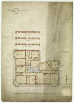 Edinburgh, Bruntsfield Place, tenement.
Plan of upper floors.
Titled: 'Plans of tenement Bruntsfield Place for Mr Thomas Hume. No.2.'
Insc: '94 George Street, Edinburgh.'
Signed: 'James B. Dunn. Architect.'