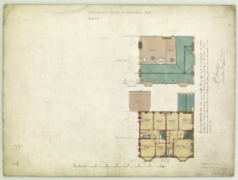 Edinburgh, Morningside Drive, Housing.
First and roof floor plan.
Titled: 'Continuous Villas At Morningside Drive.' 
Insc: 'Drawing No.2.'   '35 Frederick Street, Edinburgh.'