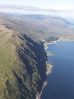 General oblique aerial view looking along the NW shore of Loch Linnhe towards Kilmalieu, looking NNE.