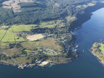 Oblique aerial view of Lochaline, looking N.