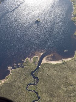 Oblique aerial view of the crannog in Loch Tearnait, looking W.