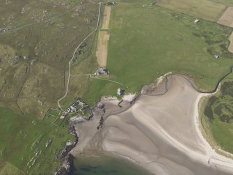 Oblique aerial view centred on Breachacha House, Col, looking to the NNW.