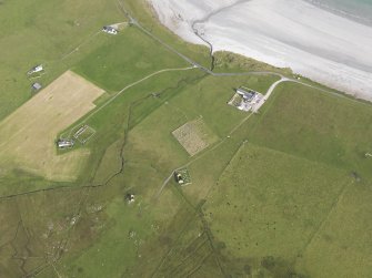 Oblique aerial view of  Kirkapol, Tiree, looking to the ESE.