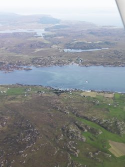 General oblique aerial view over Iona towards Fionnphort, looking to the ESE.