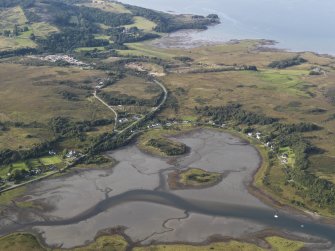 General oblique aerial view of the bay at Lochdon, Mull, looking to the N.