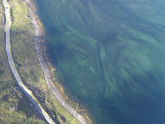 Oblique aerial view of the fish trap, looking WNW.