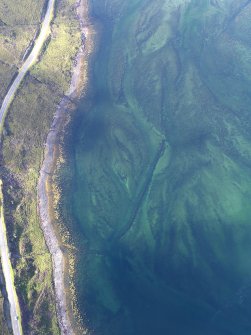 Oblique aerial view of the fish trap, looking WSW.