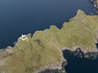 Oblique aerial view of the Neist Point Lighthouse, looking NNW.