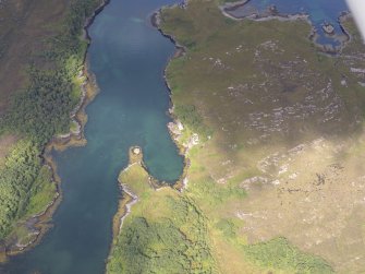 Oblique aerial view of the Soay shark factory, looking NNW.